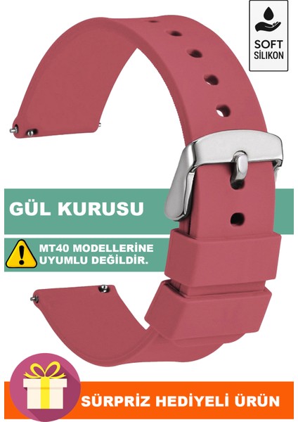 Tcl Movetime MT42-MT42X Family Saat Uyumlu Gül Kurusu Renk Silikon Saat Kordonu 71GMS