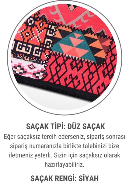 Patchwork Tribe Dijital Baskılı Şönil Halı | Kaymaz Taban, Yıkanabilir, Etnik Desen