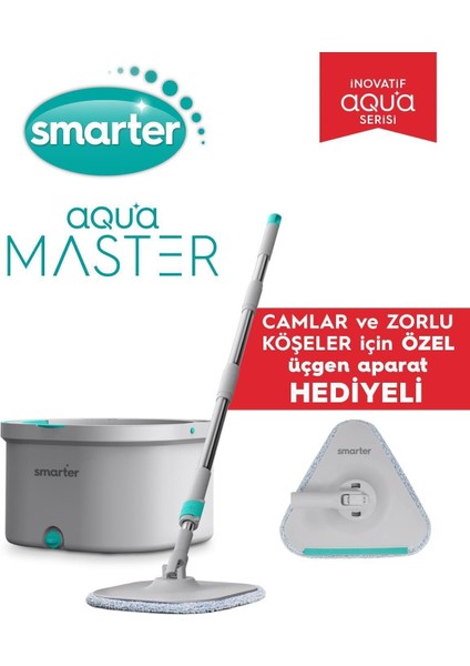 Aqua Master ve Üçgen Aparat Temiz & Kirli Suyu Ayırma Temizlik Seti Mop Paspas Cam Sileceği