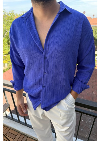 Tam Kalıp Bürümcük Kumaş Gömlek Zümrüt Saks modelleri