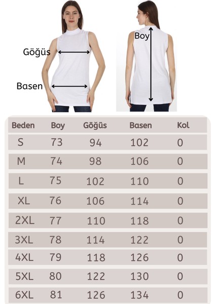 Viskon Kolsuz Tunik -Beyaz