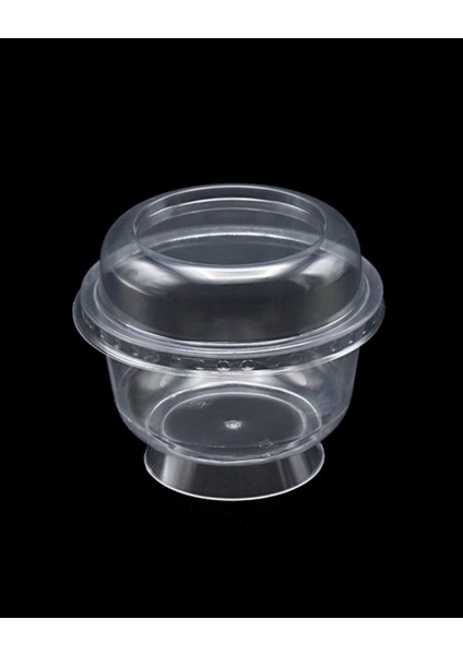 Plastik Kristal Tatlı Kabı - Kapaklı 180CC 25 Adet, Kullan At Magnolya Kase