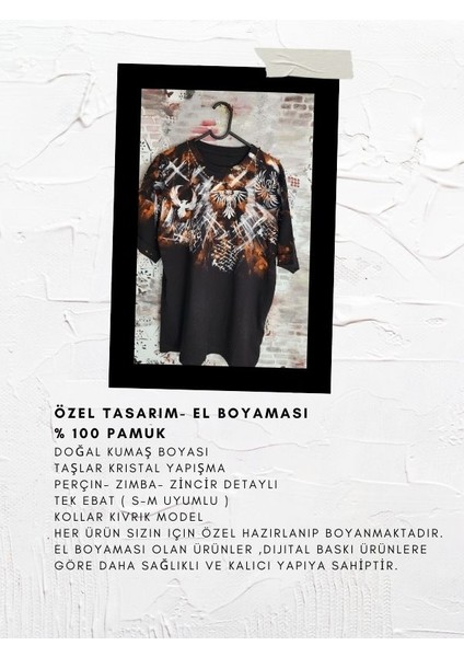 Özel Tasarım El Boyaması Siyah T-Shirt