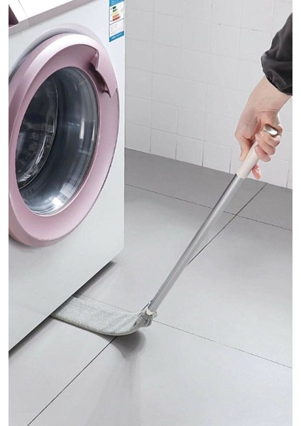 ( + 1 Yedekli ) Mikrofiber Başlıklı Girintili Yüzey Dip Köşe Raf Temizleme Mopu Toz Alma Fırçası