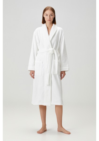 Terry Shawl Collar Pamuk Bornoz Beyaz fiyatları