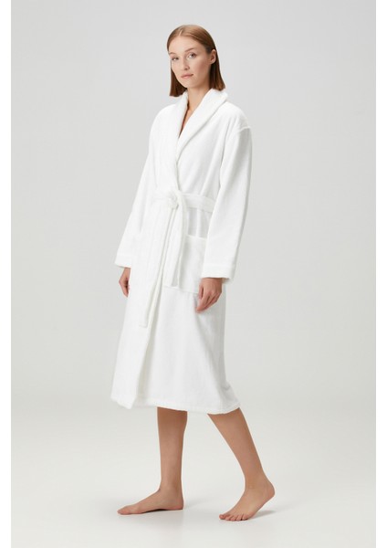 Terry Shawl Collar Pamuk Bornoz Beyaz modelleri