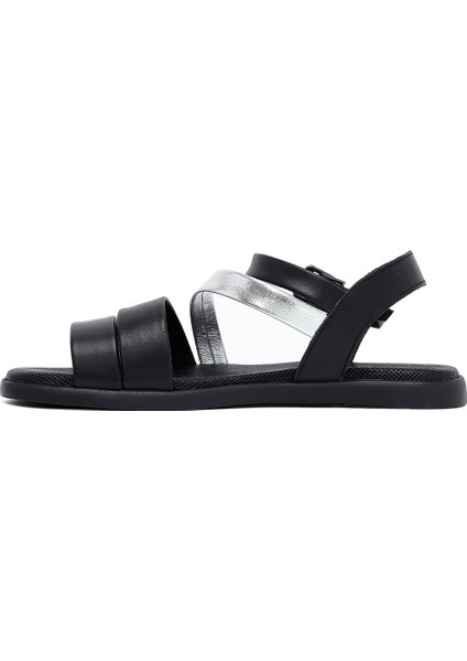 Kadın Siyah Bilekten Tokalı Deri Sandalet 25SFD351018 fiyatları