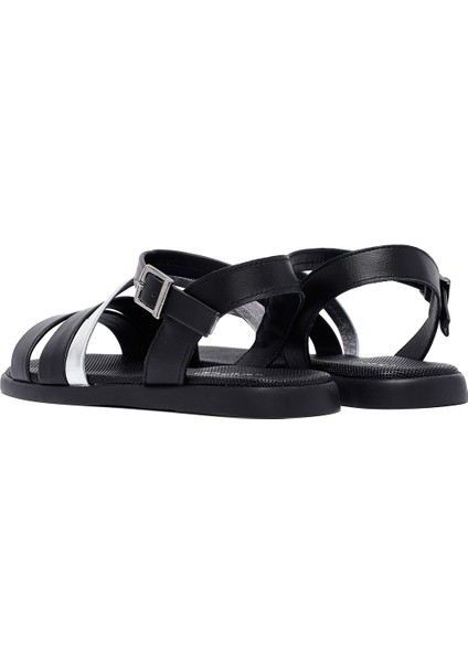 Kadın Siyah Bilekten Tokalı Deri Sandalet 25SFD351018 indirimleri