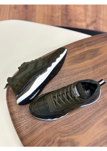 1091 Haki Paraşüt Nubuk Detay Hakiki Deri Erkek Sneakers - Erkek Spor Ayakkabı fiyatları