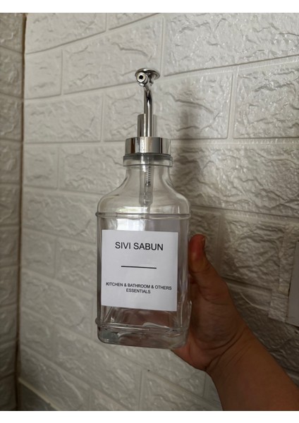 Sıvı Sabunluk Etiketli Cam Kare
