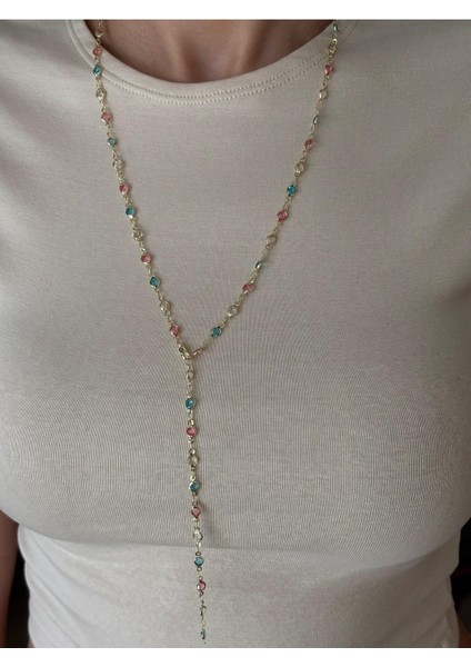 Renkli Damla Taş Detaylı Y Model Özel Seri Kolye 2 Farklı Model Seçeneği fiyatları