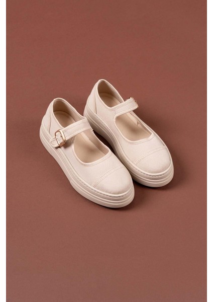 Keten Toka Detaylı Lastikli Hafif Taban Kadın Babet Ayakkabı modelleri