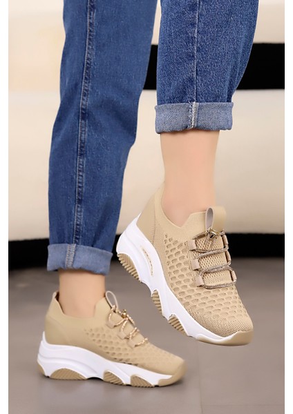 Dnr 511 Taşlı Bağcıklı Triko Spor Ayakkabı