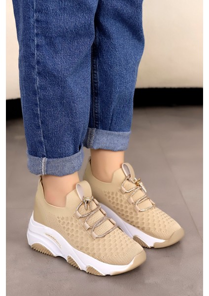 Dnr 511 Taşlı Bağcıklı Triko Spor Ayakkabı modelleri