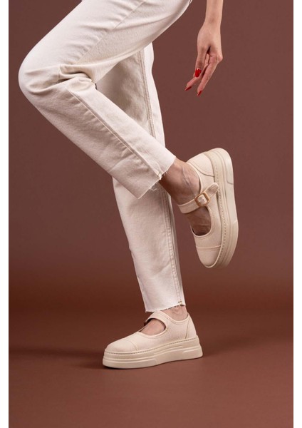 Keten Toka Detaylı Lastikli Hafif Taban Kadın Babet Ayakkabı fiyatları