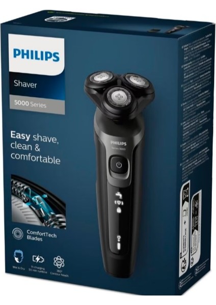 S5467/17 Shaver Series 5000 Sinek Kaydı Tıraş Makinesi –360° Dönebilen Başlık – Islak & Kuru