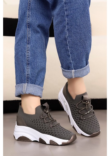 Dnr 511 Taşlı Bağcıklı Triko Spor Ayakkabı modelleri