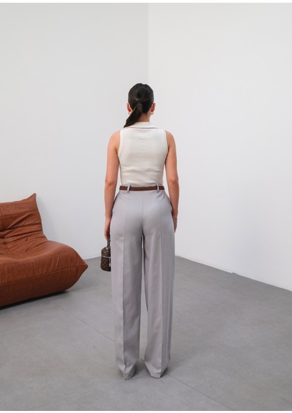 Kadın Kemerli ve Dökümlü Keten Pantolon (Kemer Dahildir) fiyatları