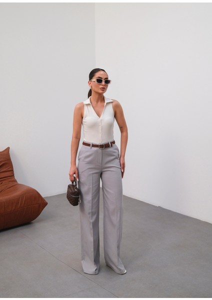 Kadın Kemerli ve Dökümlü Keten Pantolon (Kemer Dahildir) fırsatları