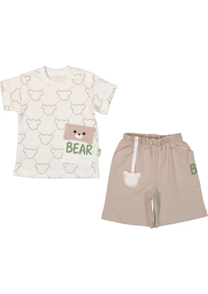 Erkek Bebek Bear Cep Detaylı Yazlık Şort Takımı
