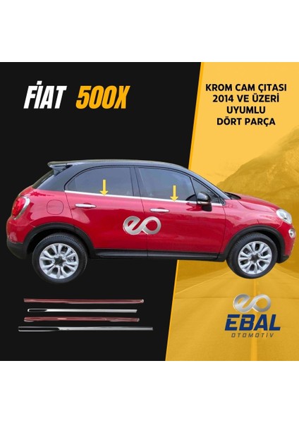 Fiat 500X Krom Cam Çıtası 4 Kapı 2014 Ve Üzeri Uyumlu Paslanmaz Çelik