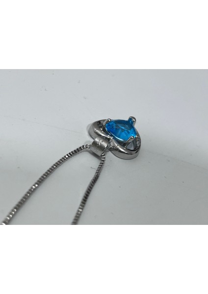 Mavi Taşlı 925 Ayar Gümüş Kolye Ucu 1,65 Gram indirimleri