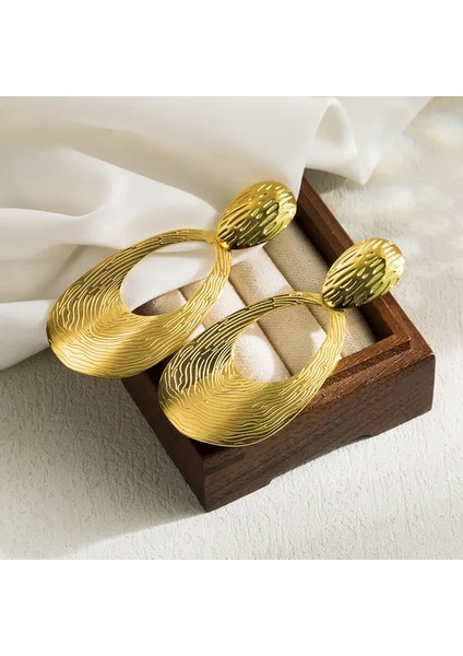 Gold Büyük Vintage Zirkon Küpe