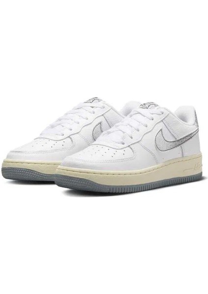 Air Force 1 Lv8 3 Leather Unisex Sneaker Swoosh Hakiki Deri Günlük Spor Ayakkabı Beyaz