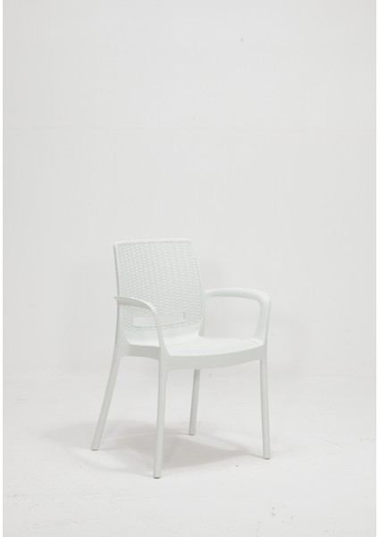 4 Adet Rattan Lüx Beyaz Sandalye / Balkon-Bahçe-Teras