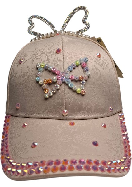 Spteks Kitti 4-8 Yaş Kız Çocuk Açık Pembe Parlak Taşlı Model Yazlık Kep Şapka fiyatları