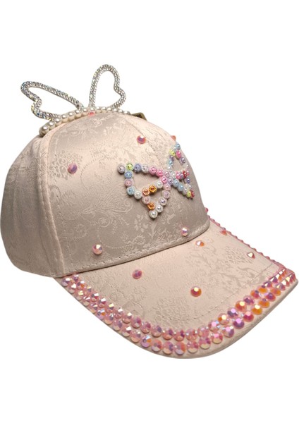 Spteks Kitti 4-8 Yaş Kız Çocuk Açık Pembe Parlak Taşlı Model Yazlık Kep Şapka modelleri