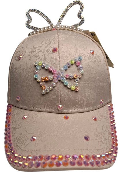 Spteks Kitti 4-8 Yaş Kız Çocuk Açık Pembe Parlak Taşlı Model Yazlık Kep Şapka fırsatları