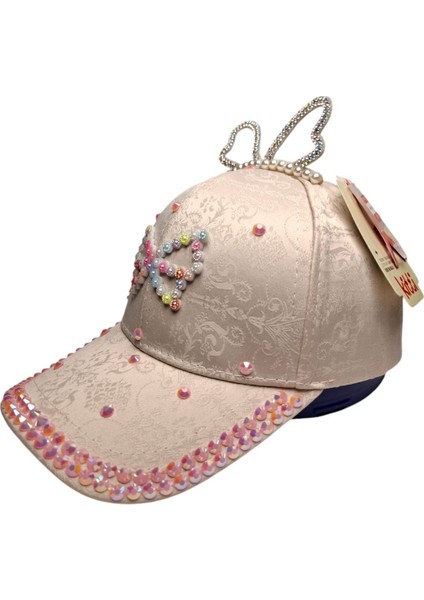 Spteks Kitti 4-8 Yaş Kız Çocuk Açık Pembe Parlak Taşlı Model Yazlık Kep Şapka indirimleri