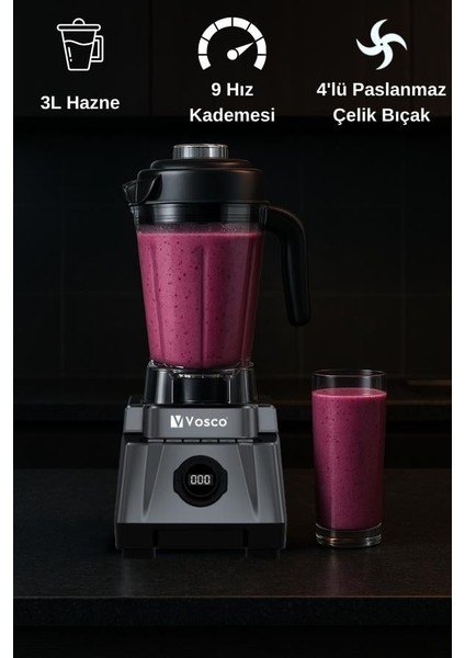 3 Lt Dijital Pro Bar Blender Gri