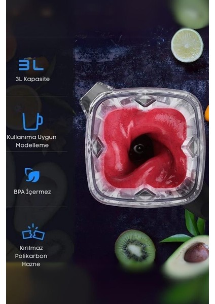 3 Lt Dijital Pro Bar Blender Gri