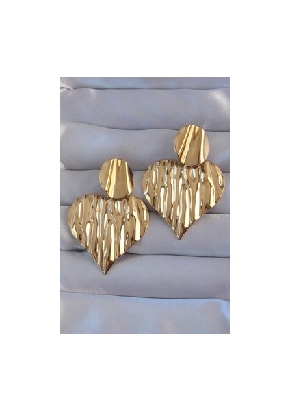 Gold Kalp Büyük Boy Zirkon Küpe