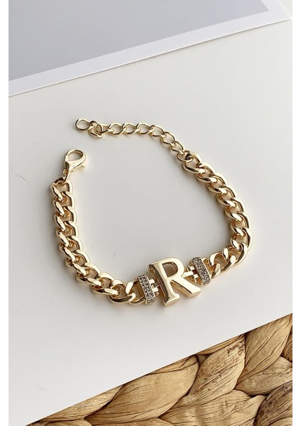 Gold R Harf Bileklik TRBILEK7717 B34003