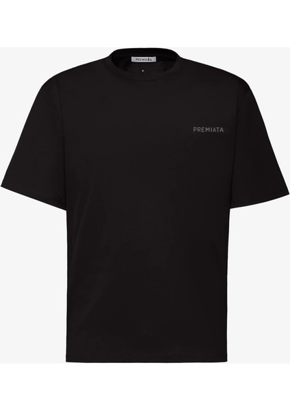T-Shirt With Side Slits And Contrasting Details Black