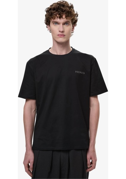 T-Shirt With Side Slits And Contrasting Details Black fiyatları