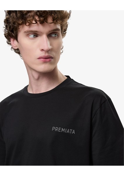 T-Shirt With Side Slits And Contrasting Details Black modelleri