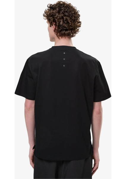 T-Shirt With Side Slits And Contrasting Details Black fırsatları