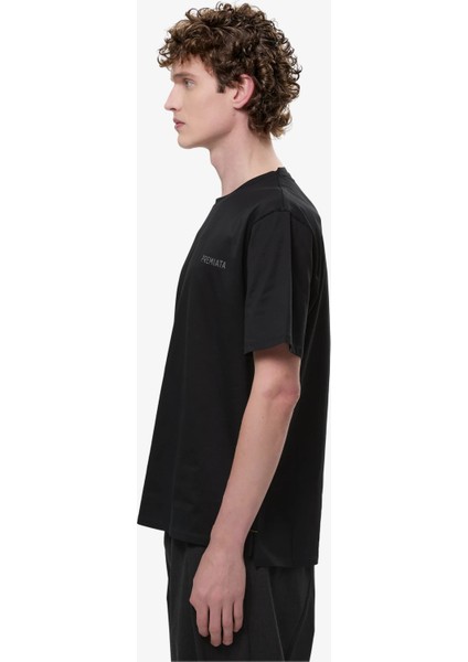 T-Shirt With Side Slits And Contrasting Details Black indirimleri