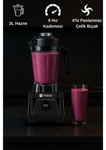 3 Lt Dijital Pro Bar Blender Siyah