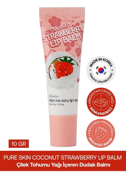 Hindistan Cevizi ve Çilek Içeren Onarıcı Dudak Balmı Esfolio Coconut Strawberry Lip Balm