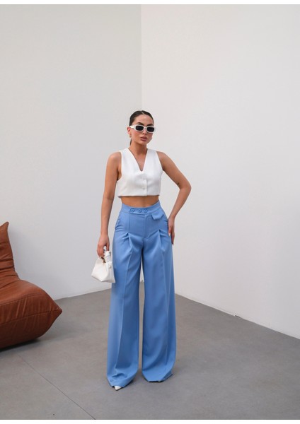 Kadın Düğme Detaylı Palazzo Pantolon modelleri