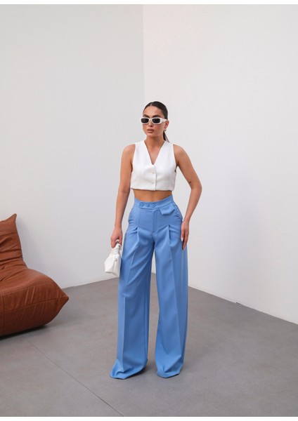 Kadın Düğme Detaylı Palazzo Pantolon fırsatları