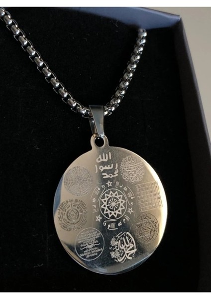 Erkek Kadın Çelik Kolye - 12 Dualı Çift Koruyucu Zırh Kolyesi Celcelütiye , Nazar Duası , Rufai Gülü modelleri