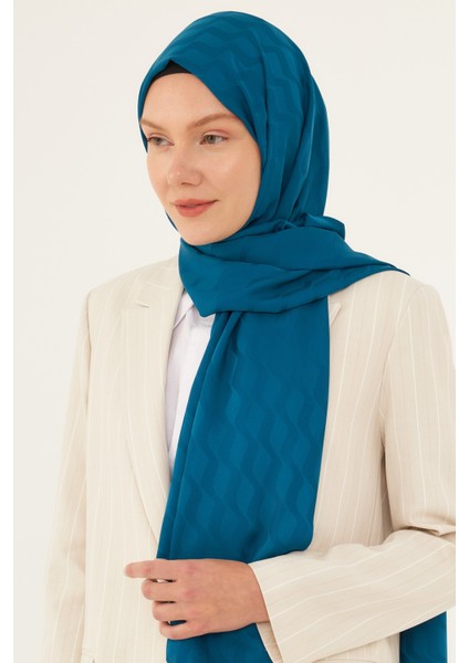 Dalga Desen Ipeksi Jakar Şal - Indigo