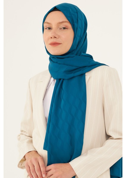 Dalga Desen Ipeksi Jakar Şal - Indigo