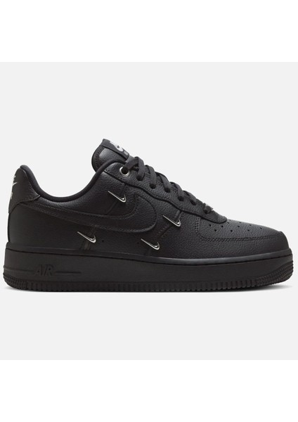 Air Force 1 '07 Lx ''metallic Swooshes'' Leather Sneaker Hakiki Deri Kadın Günlük Spor Ayakkabı Siyah